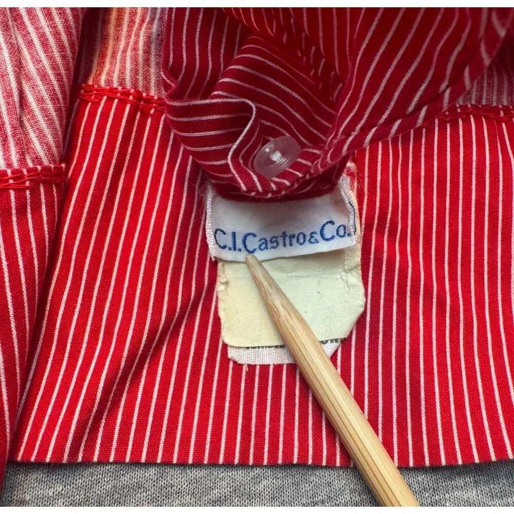 Vintage 80s Clicastro & Co Red Pinstripe Baby Dress Bloomers Set 12-18M USA